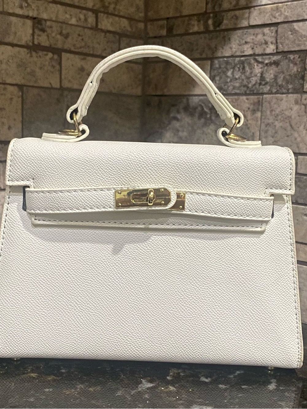 Classic White Top-Handle Women’s Bag with Gold Hardware